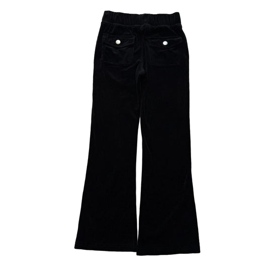 Juicy Couture Women's Black Velour Flared Track Pants Back Snap Pockets Size M