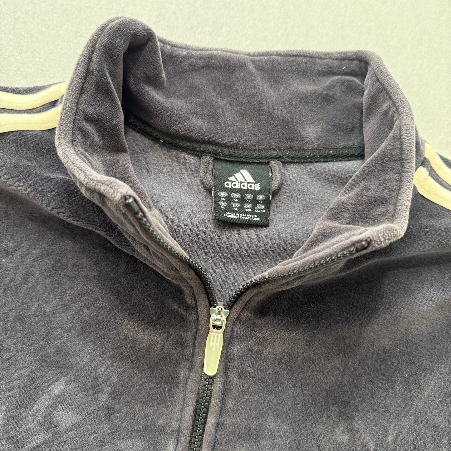 Adidas Black Track Jacket Three-Stripe Sleeves Zippered Pockets Size XL