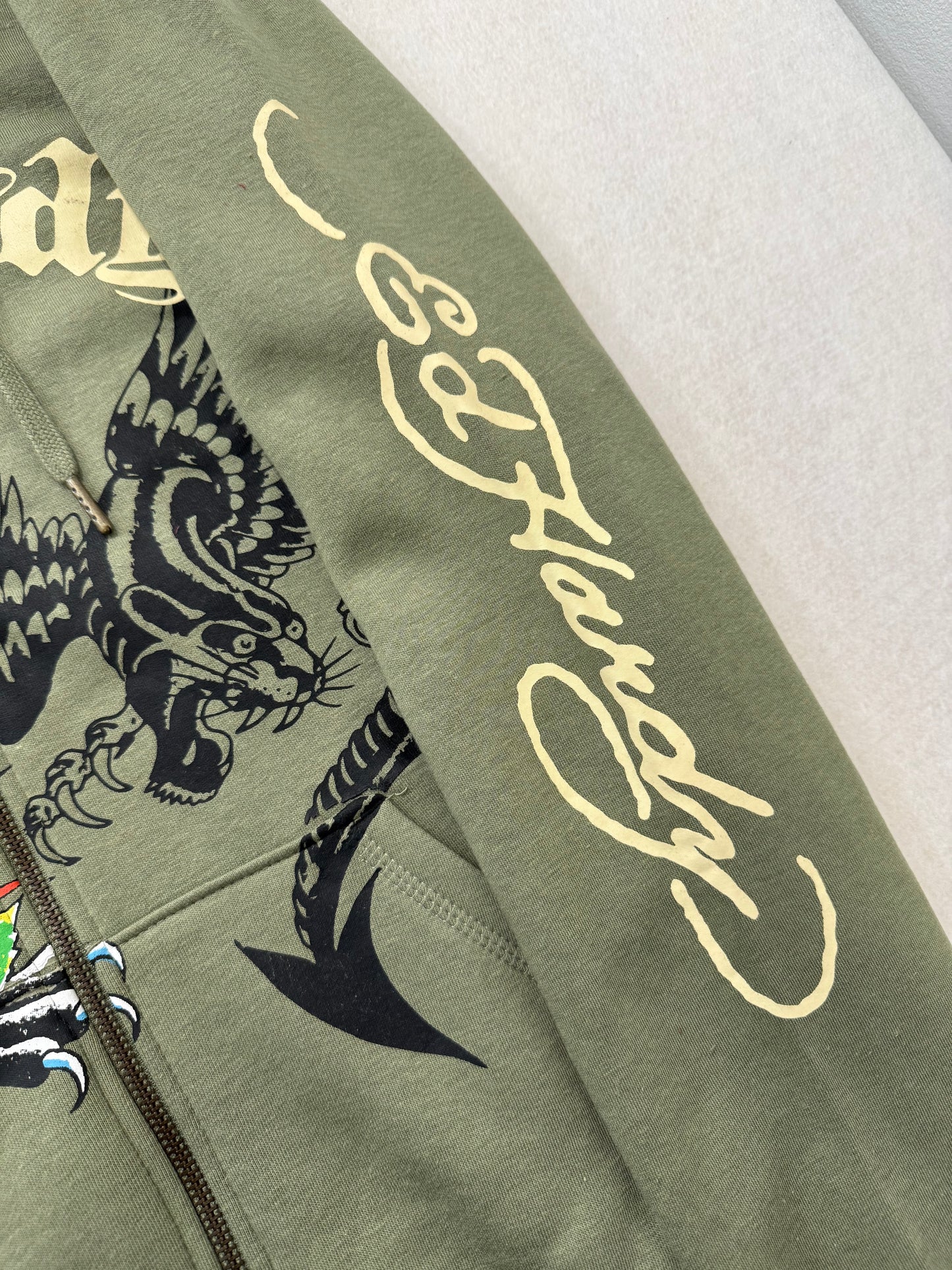 ED HARDY “Dragon Heart” SAGE ZIP UP HOODIE - Clean Curriculums 