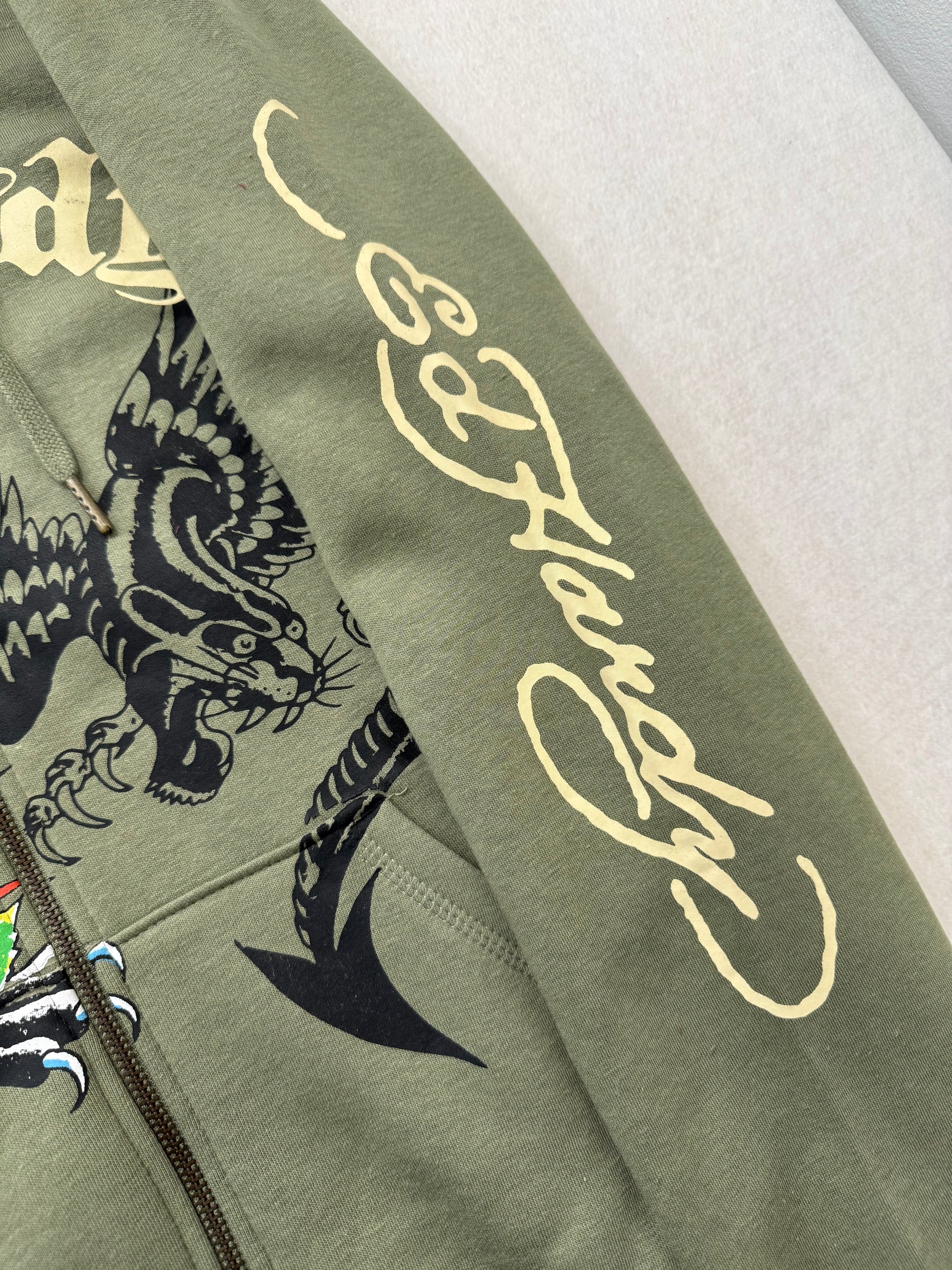 ED HARDY “Dragon Heart” SAGE ZIP UP HOODIE - Clean Curriculums 