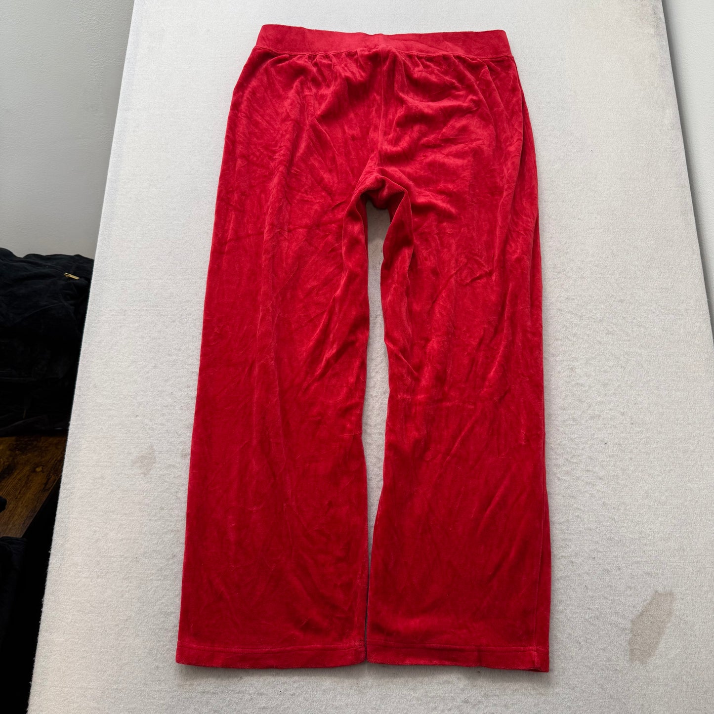 2003 Vtg Juicy Couture Women's Red Velour Tracksuit Set Hoodie & Pant Size L/XL