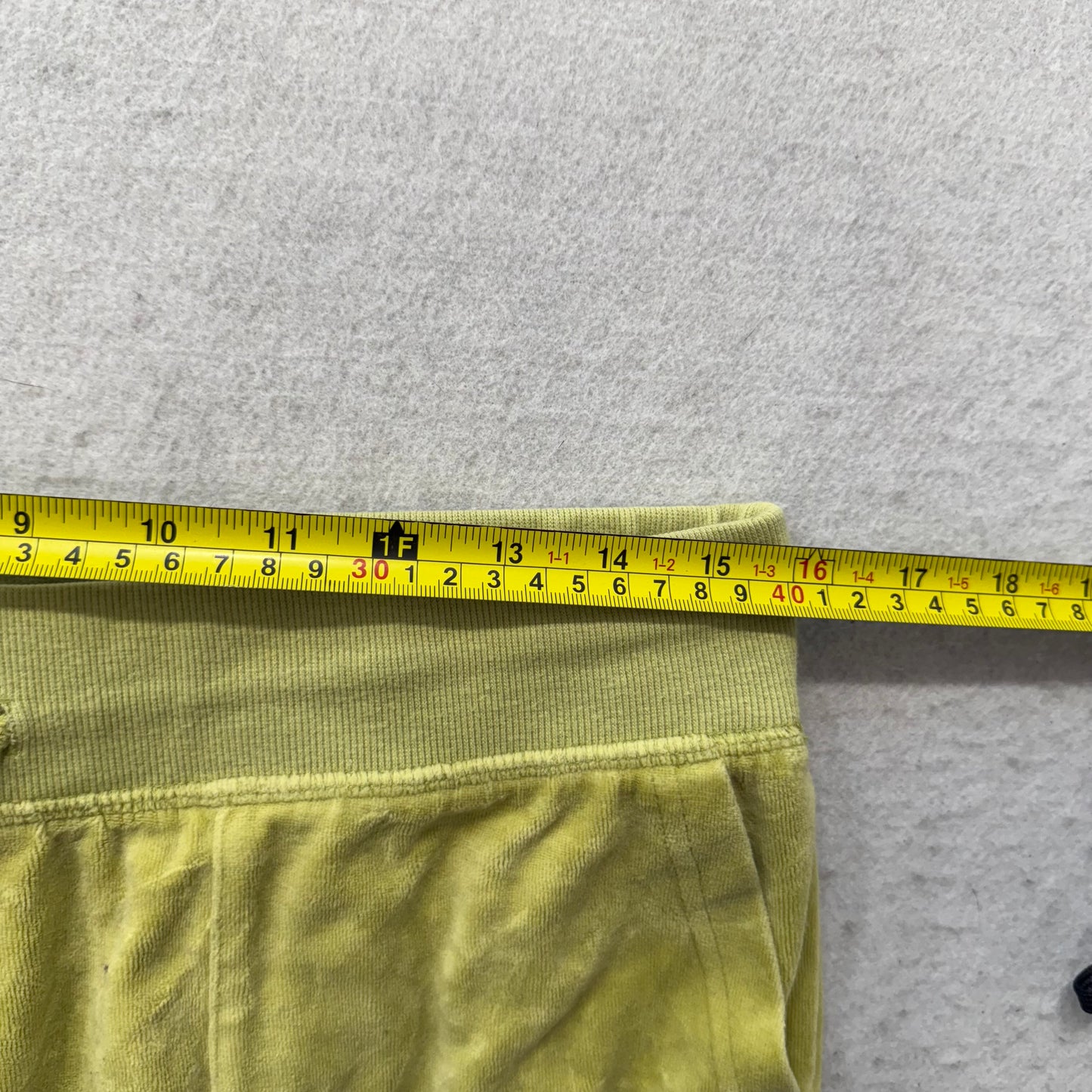 Vintage Juicy Couture Women's Yellow Velour Flared Track Pants Drawstring Size L