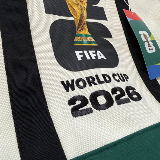 Official FIFA World Cup 2026 Cream Green Black Canvas Tote Bag - NWT