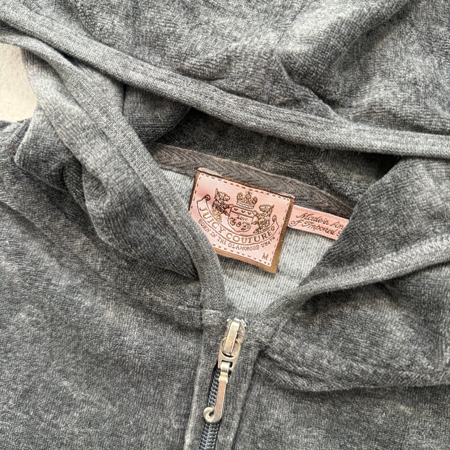 Juicy Couture Women's Charcoal Gray Velour Tracksuit Set Hoodie & Pants Size M