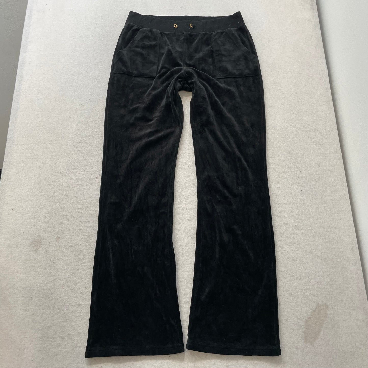 Vtg Juicy Couture Women's Black Velour Tracksuit Set Hoodie & Flared Pant Size S