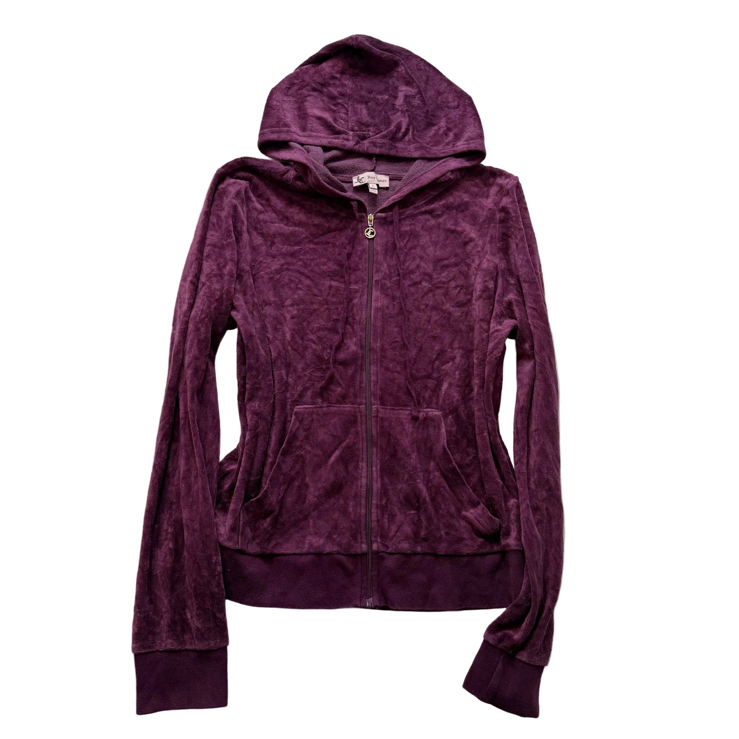 Juicy Couture Women's Deep Plum Velour Full Zip Hoodie Loungewear Preppy Size L