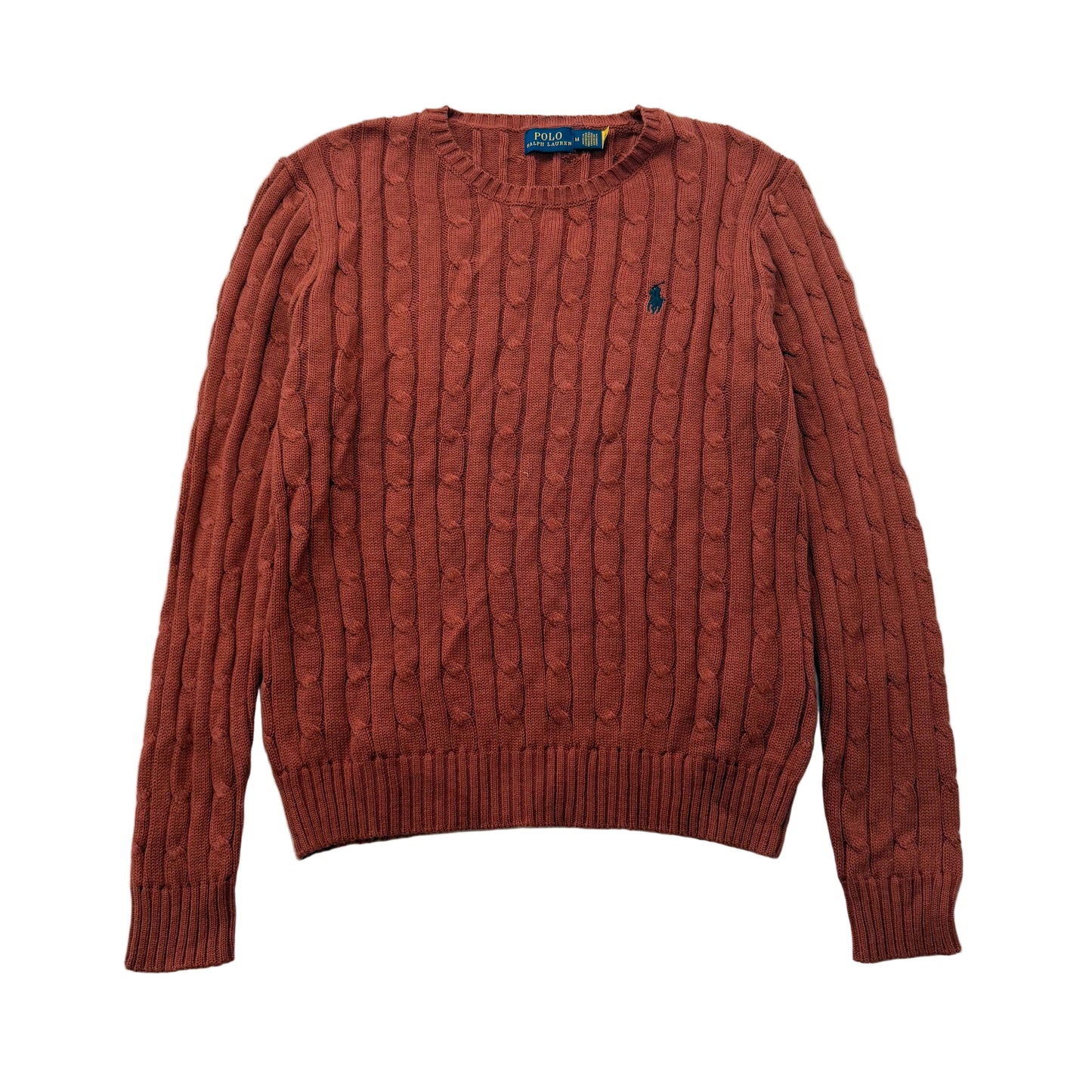 Polo Ralph Lauren Men's Terracotta Cable-Knit Sweater Crewneck Logo Size M NWT