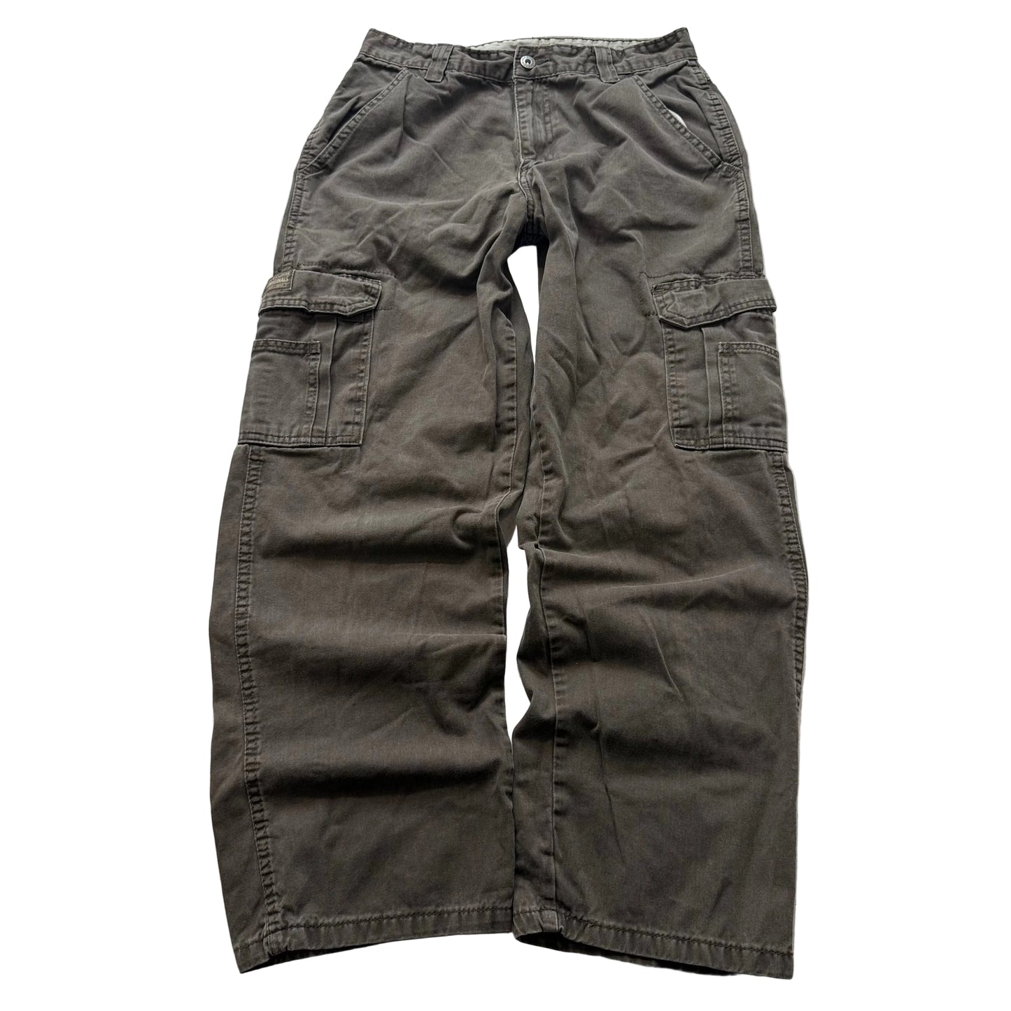 Wrangler Originals Mens Olive Cotton Baggy Cargo Pants Utility Pocket Size 30x30