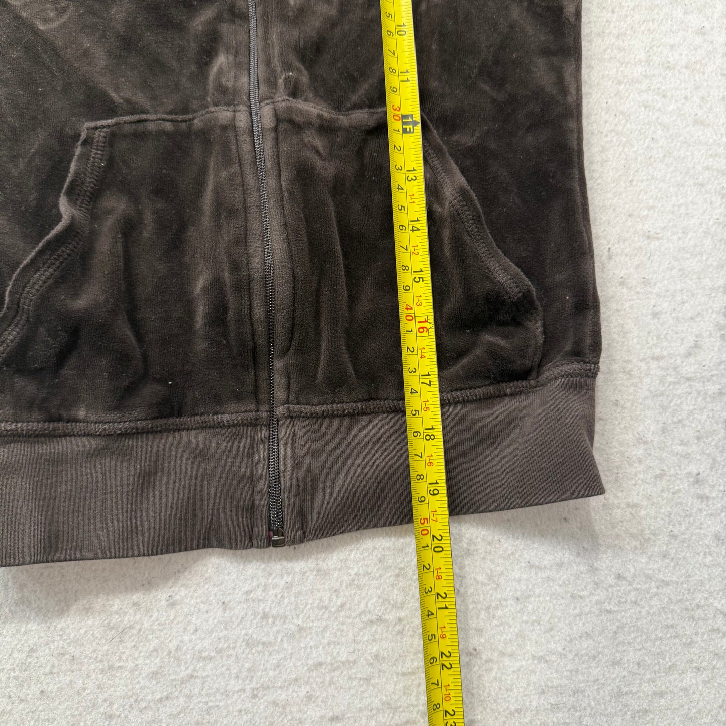 2003 Vtg Juicy Couture Women's Charcoal Brown Velour Zip-Up Track Jacket Size P