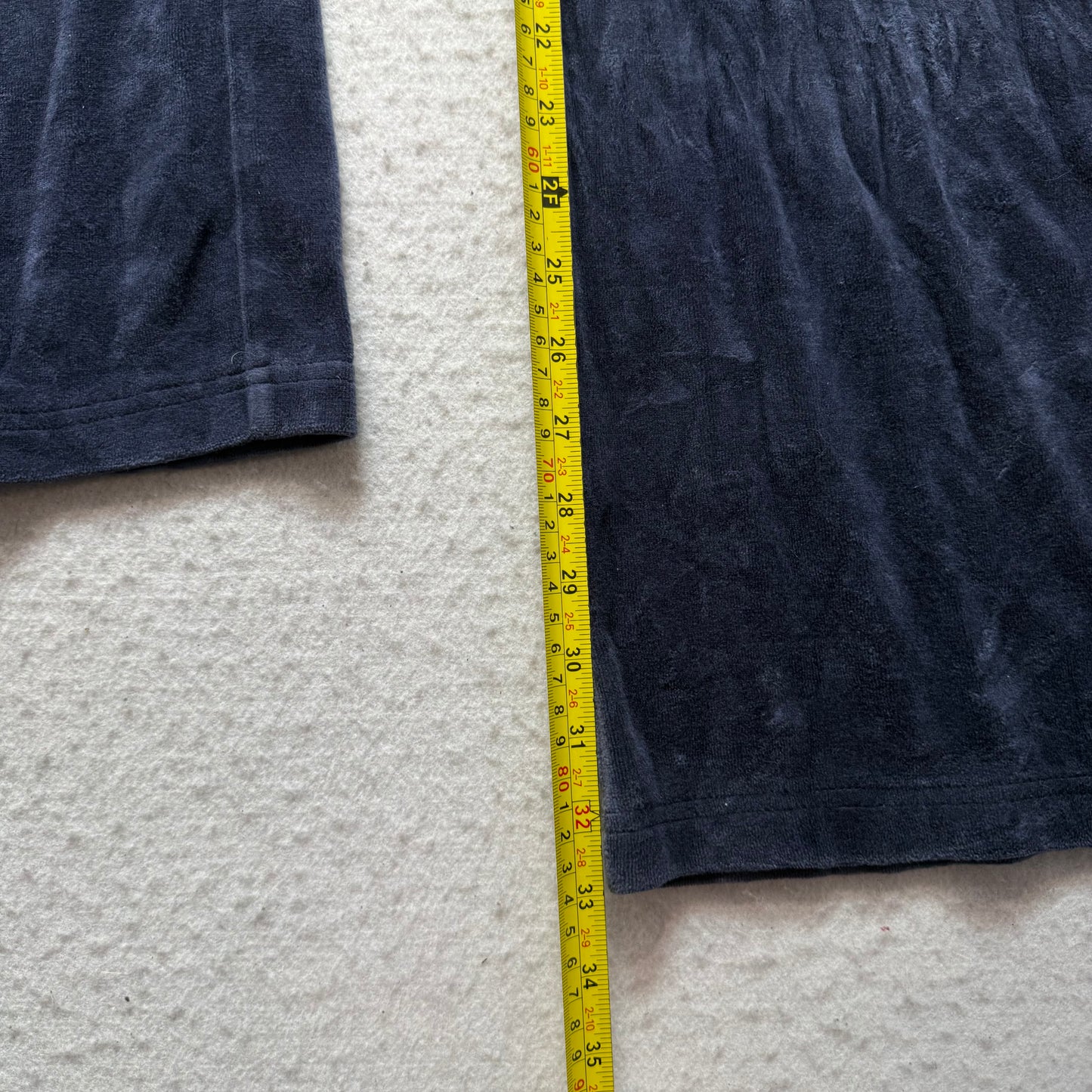 Vintage Juicy Couture Women Navy Blue Velour Flared Track Pant Drawstring Size L
