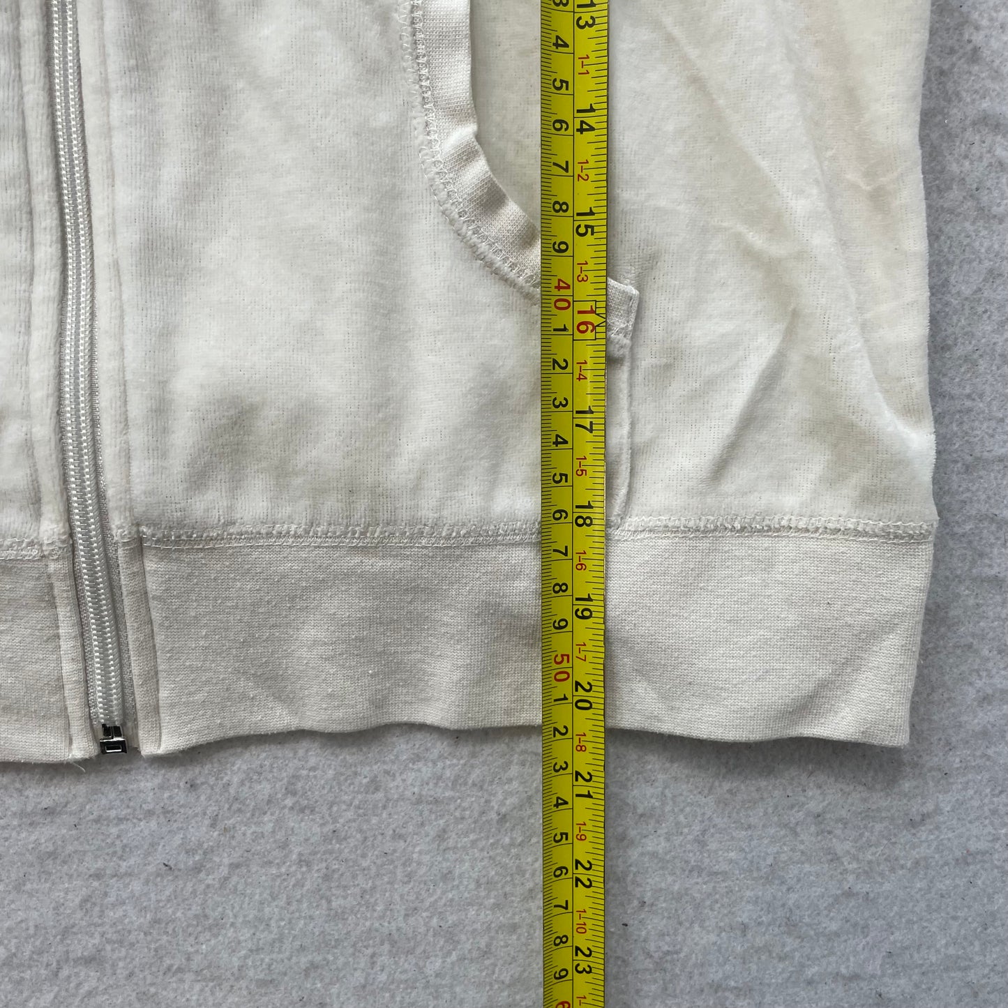 Vintage Juicy Couture Women's Cream Velour Tracksuit Sets Hoodie & Pant Size L