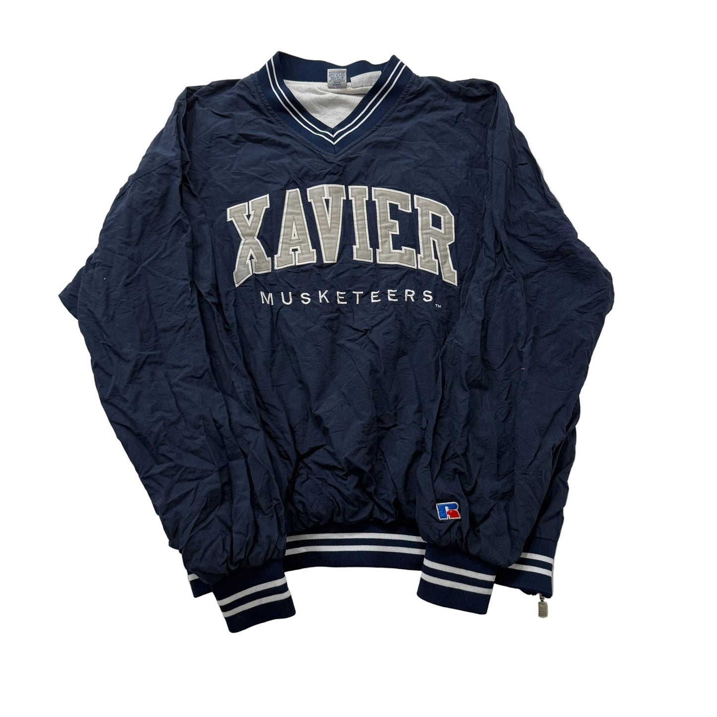 Russell Athletic Xavier Musketeers Navy Pullover Windbreaker Jacket Size XXL