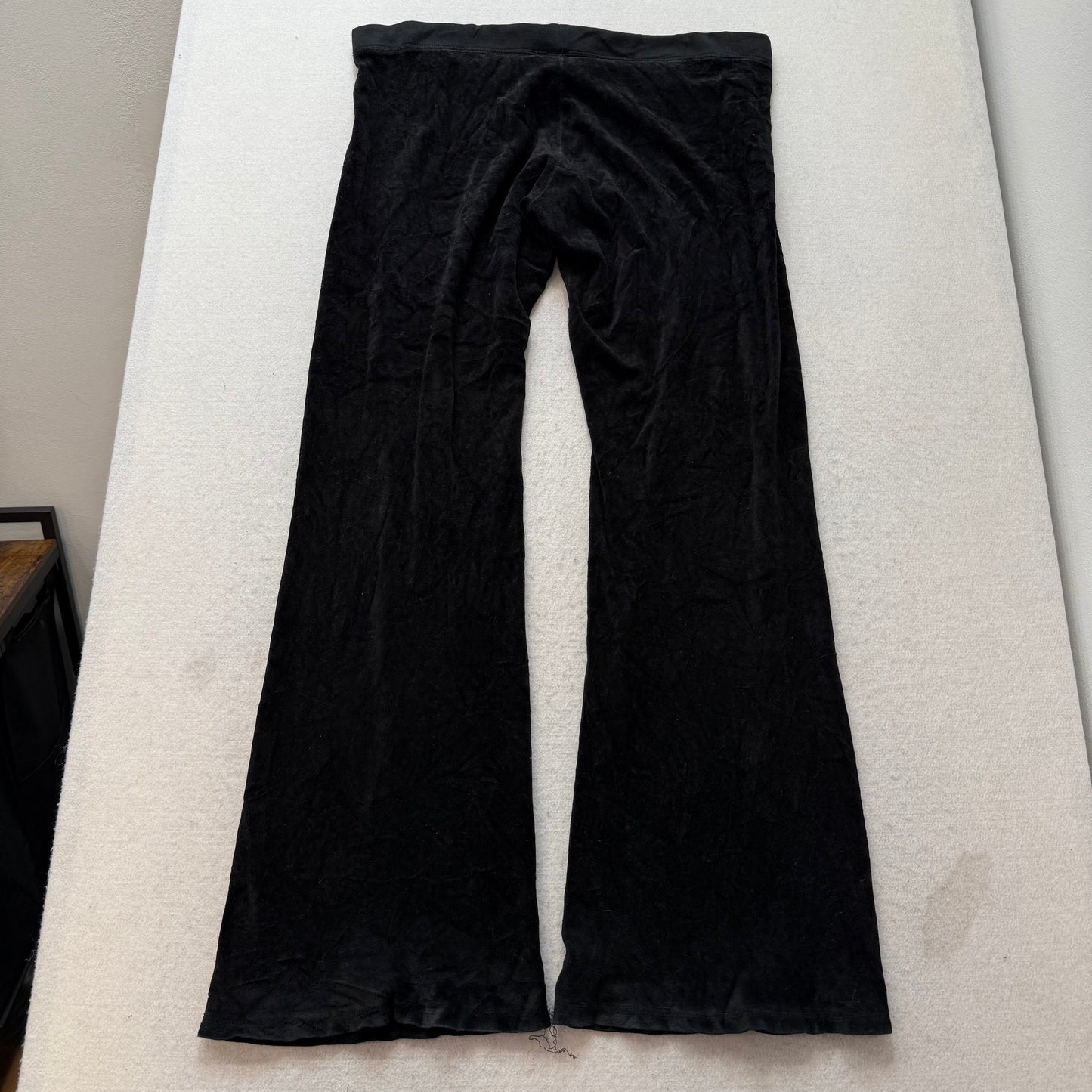 Vintage Juicy Couture Black Velour Tracksuit Set Zip-Up Hoodie & Pant Y2k Size L