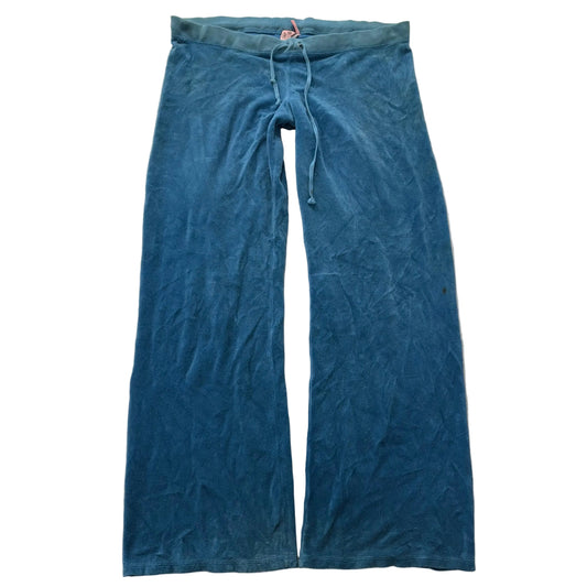 Vintage Juicy Couture Women's Steel Blue Terrycloth Wide Leg Track Pant Size L