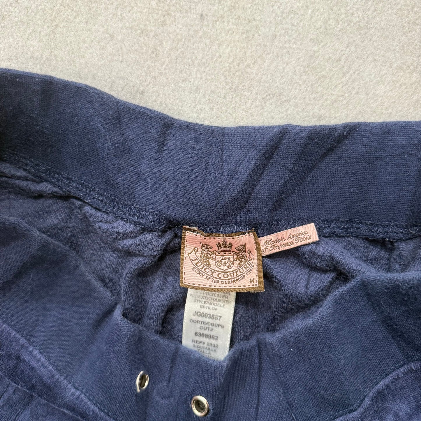 Juicy Couture Women's Midnight Blue Velour Flare Track Pant Low Rise Logo Size M