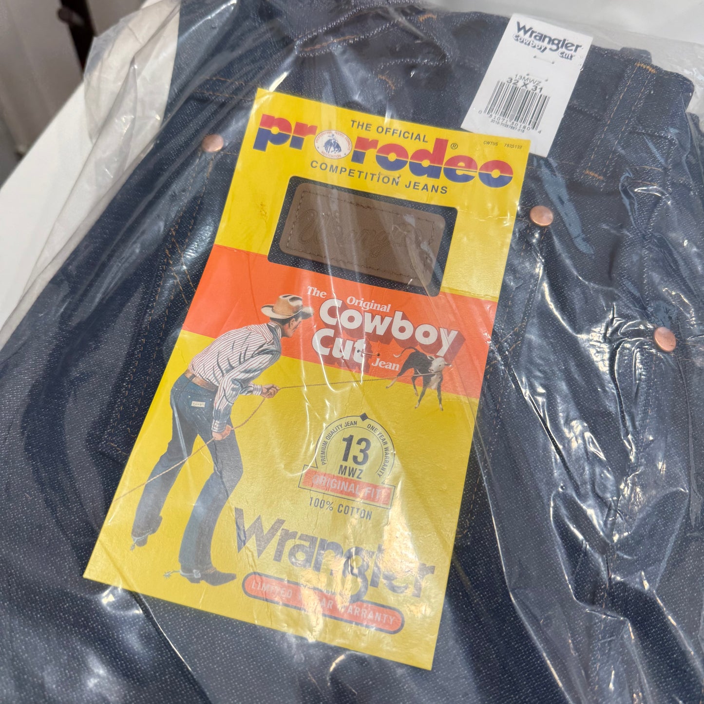 Wrangler Original Cowboy Cut 13MWZ Dark Indigo 100% Cotton Straight Leg Jeans Size 32x31