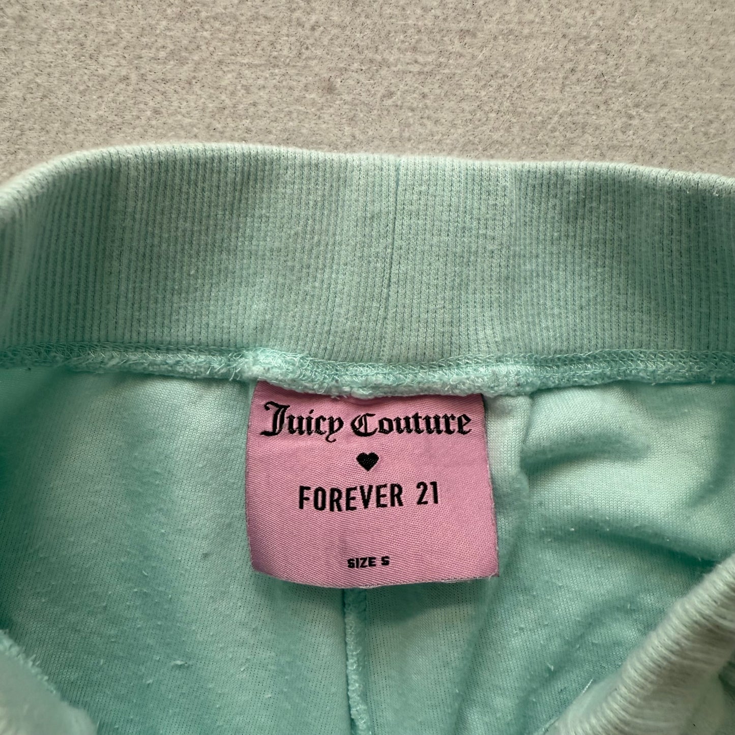 Juicy Couture Forever 21 Women's Mint Velour Flared Track Pant Rhinestone Size S