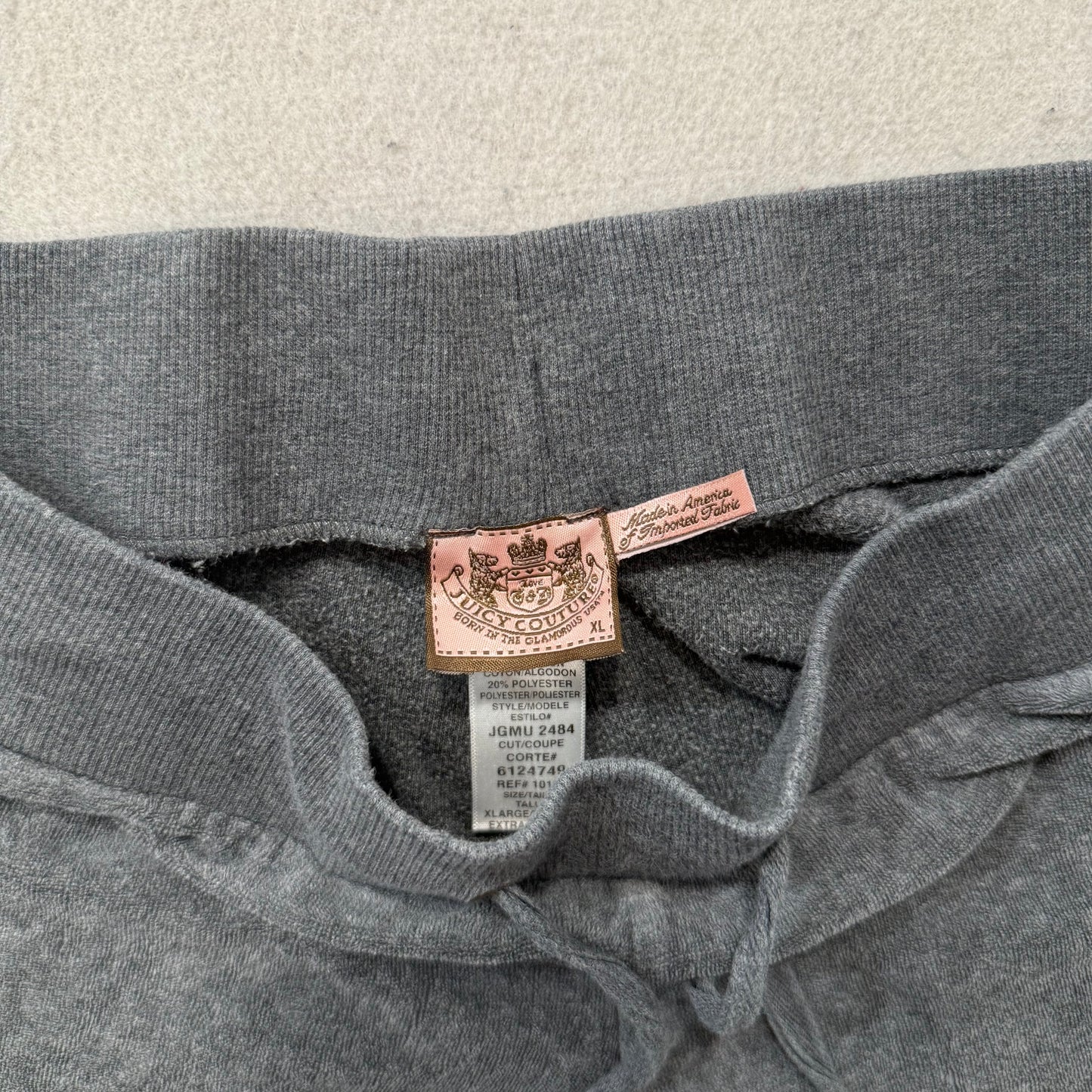 Juicy Couture Womens Gray Velour Flared Track Pant Loungewear Drawstring Size XL