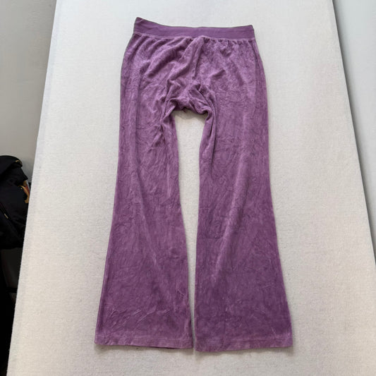 Juicy Couture Dusty Purple Velour Flared Track Pants Drawstring Low Rise Size M