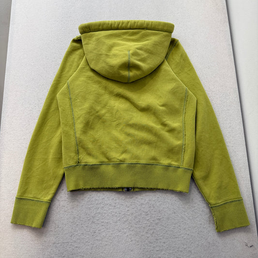 Vintage Abercrombie & Fitch Men's Olive Green Fleece Zip-Up Hoodie Y2K Size XL