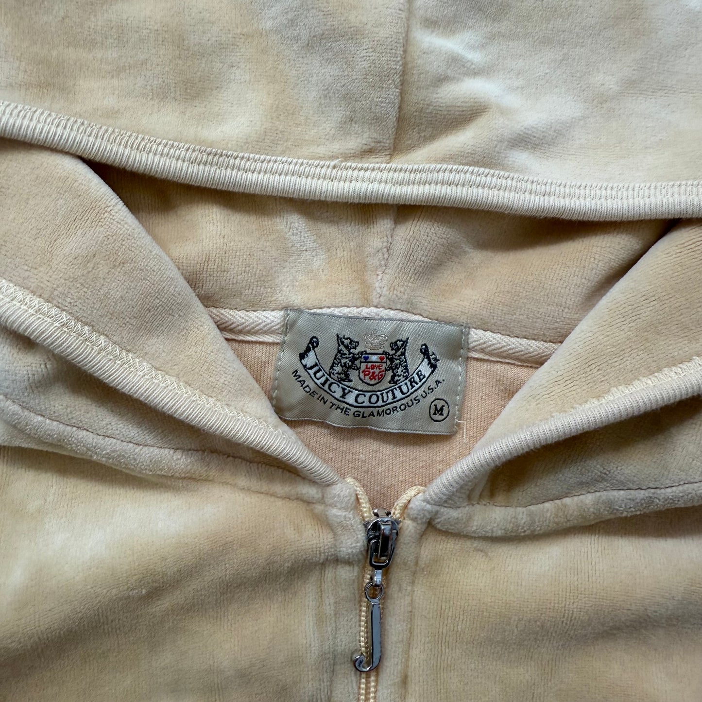 2003 Vintage Juicy Couture Women's Honey Mustard Velour Full Zip Hoodie Size M