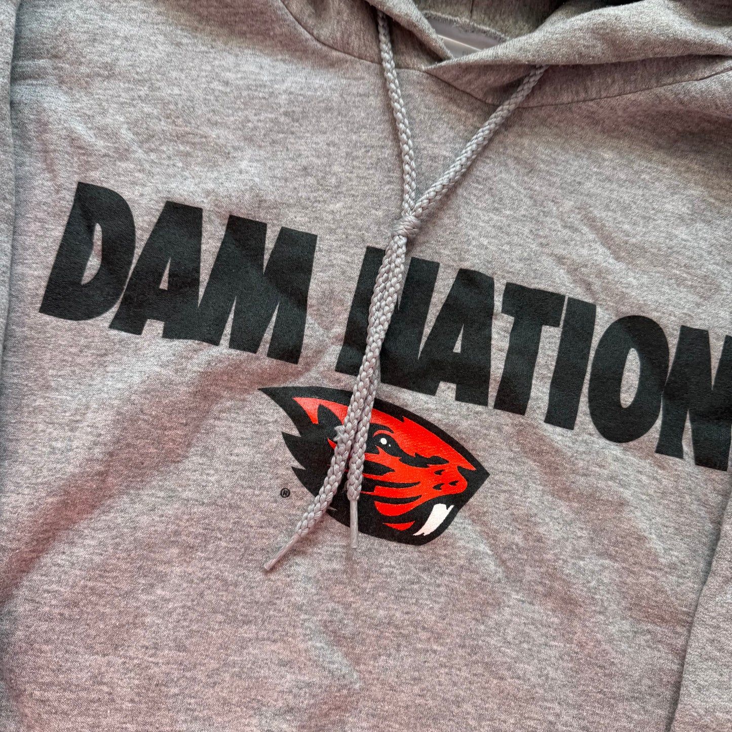 Port & Company Classic Men Gray Hoodie Oregon University Dam Nation Print Size M