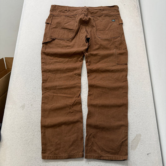 KEY Men's Brown Canvas Carpenter Pants Pockets Classic Logo Relaxed Size 40x34