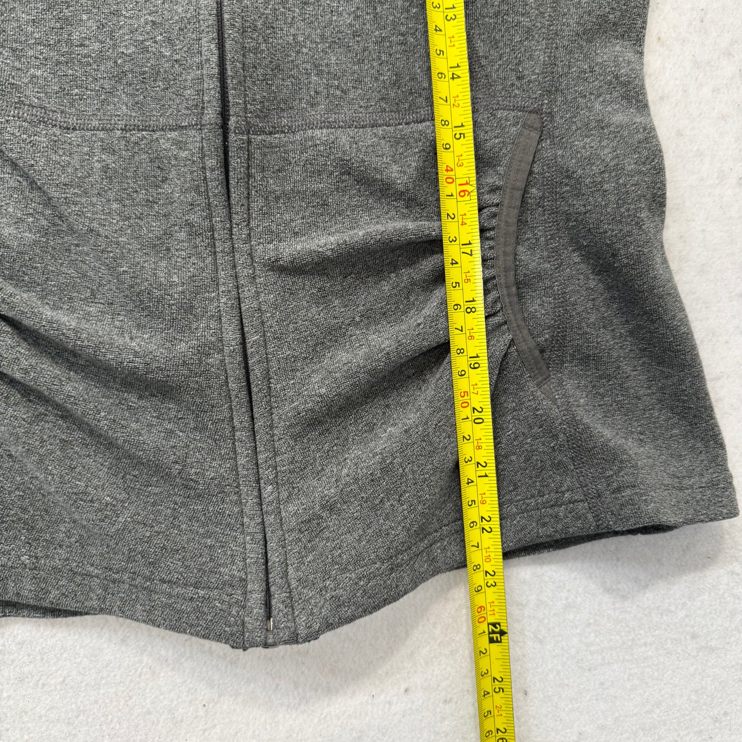The North Face Women's Gray Glacier Full Zip Hoodie Ruched Pockets Logo Size S