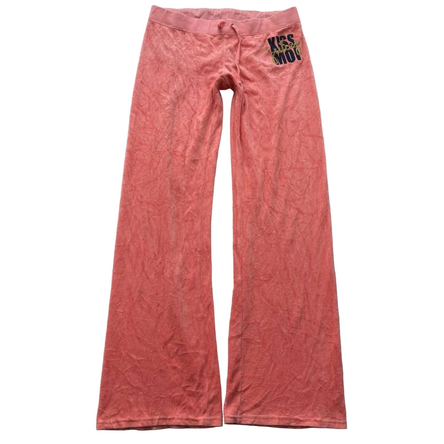 Juicy Couture Kiss Moi Juicy Womens Peach Velour Flared Track Pant Casual Size L
