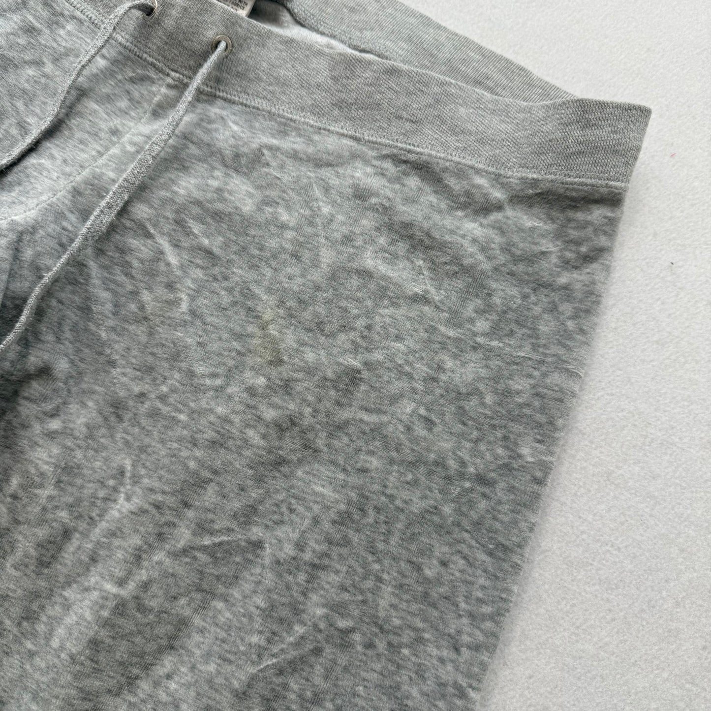 Vintage Juicy Couture Women Heather Gray Velour Flare Wide Leg Track Pant Size L