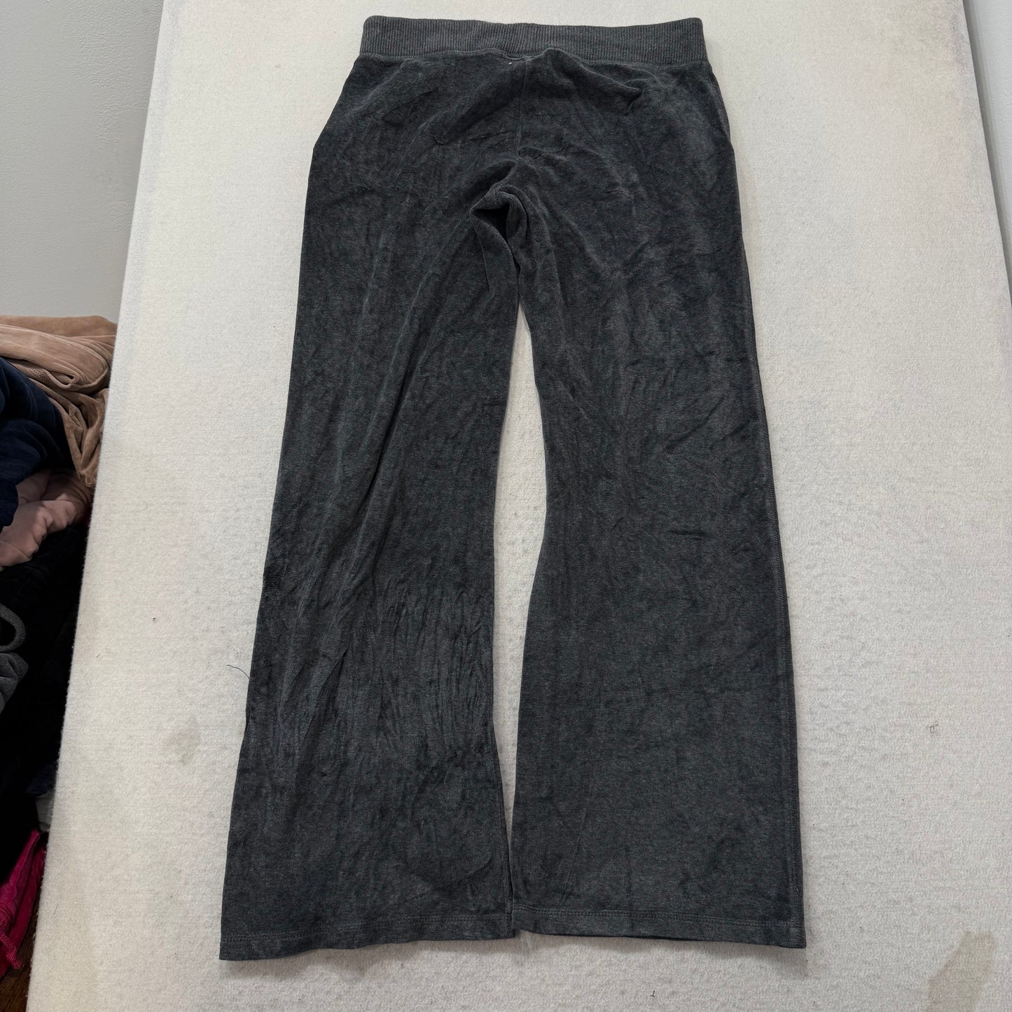 Vtg Juicy Couture Womens Charcoal Grey Velour Tracksuit Set Hoodie & Pant Size S