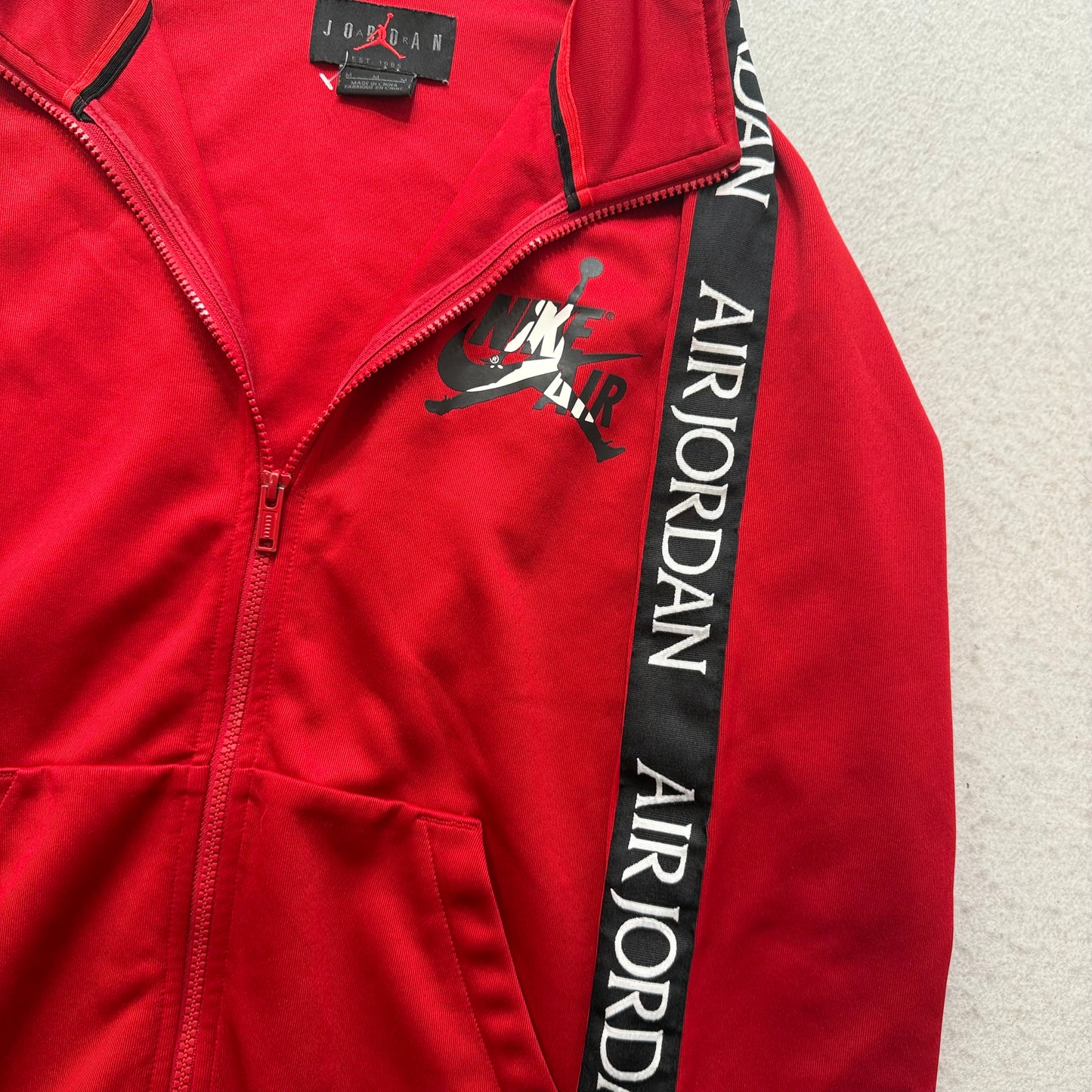 Nike Air Jordan Mens Red Jumpman Classic Tricot Jacket Logo Taping Sleeve Size M