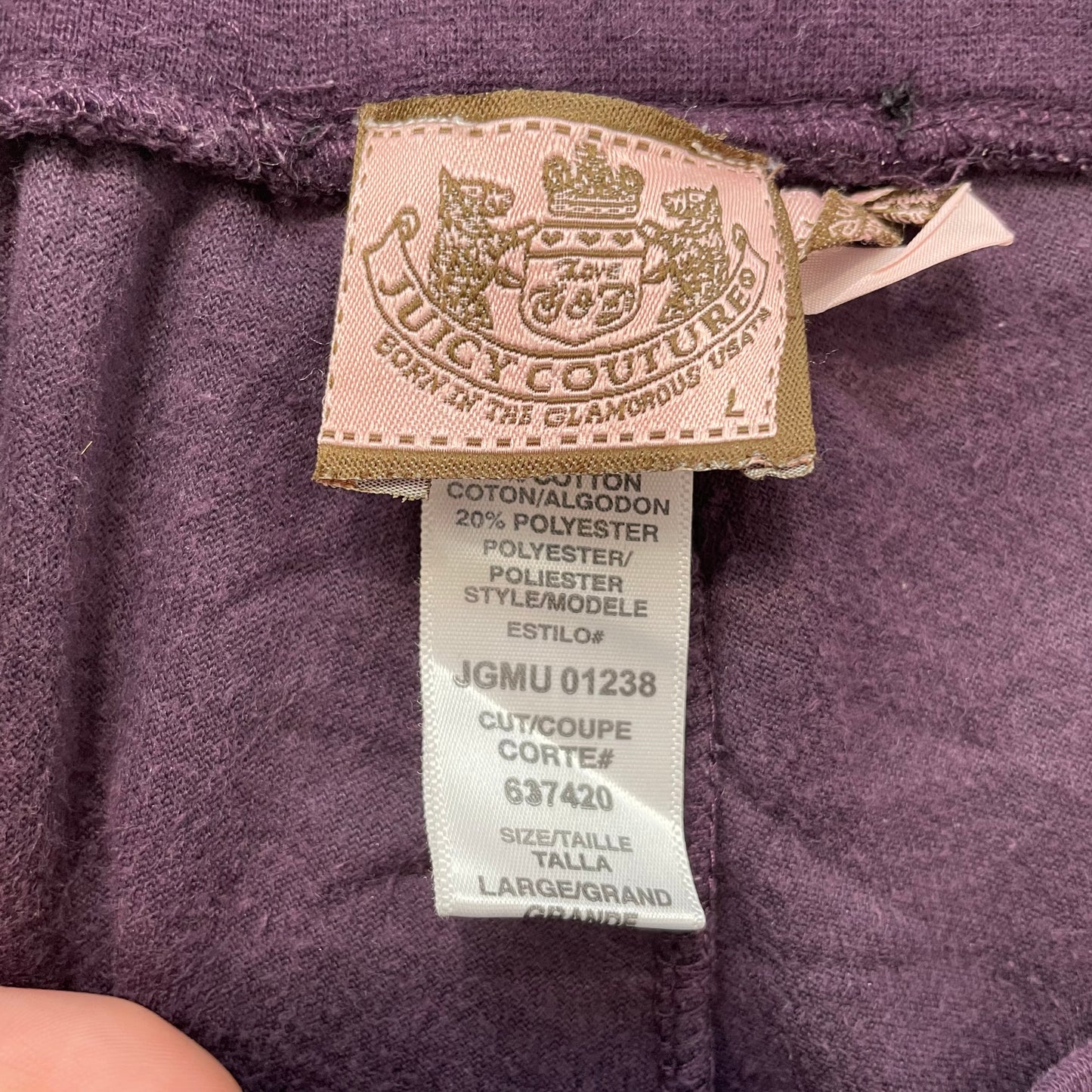 Vintage Juicy Couture Women's Deep Purple Velour Flared Leg Track Pant Size L