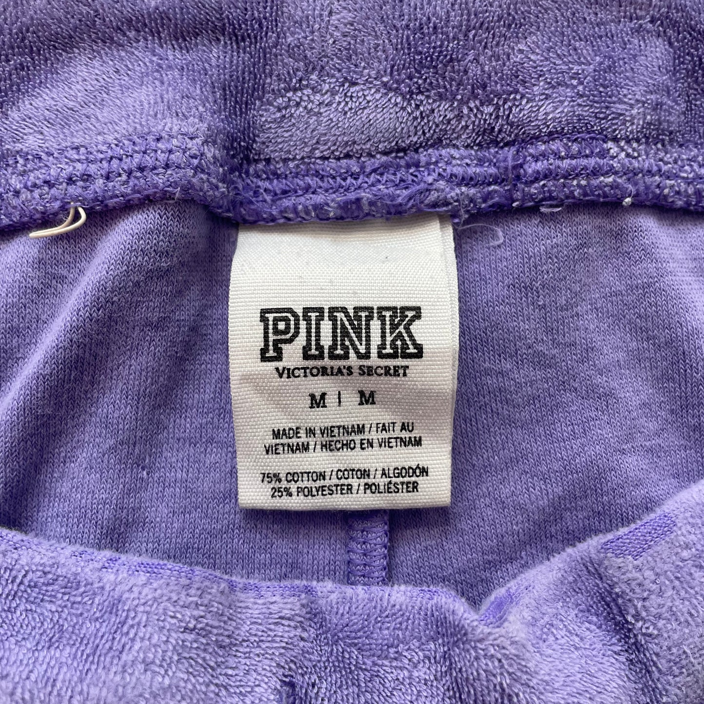 PINK Victoria's Secret Women Purple Terrycloth Varsity Shorts Sequin Logo Size M