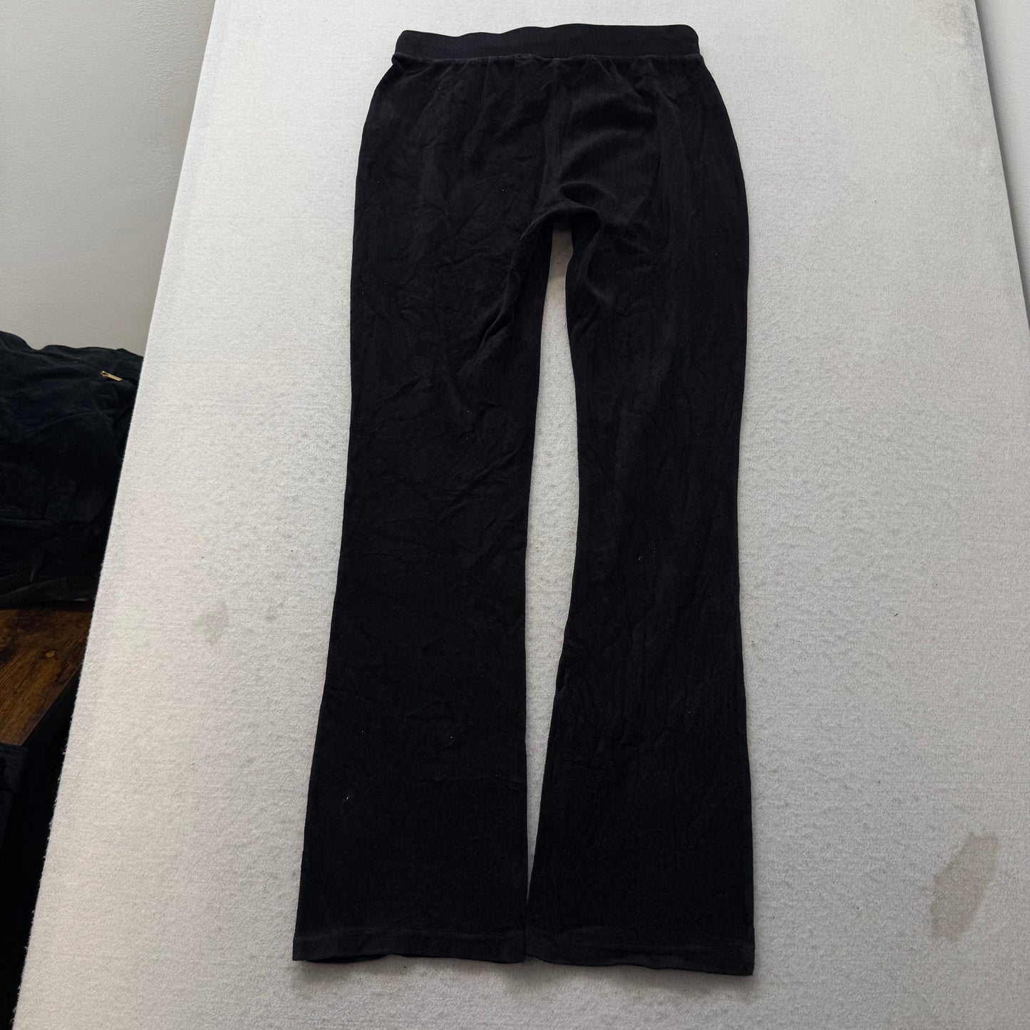 Juicy Couture Womens Black Velour Tracksuit Set Zip-Up Hoodie & Pants Y2k Size M