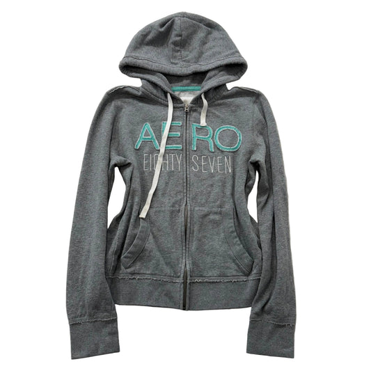 Aeropostale Eighty-Seven Womens Gray Zip-Up Hoodie Long Sleeve Streetwear Size L
