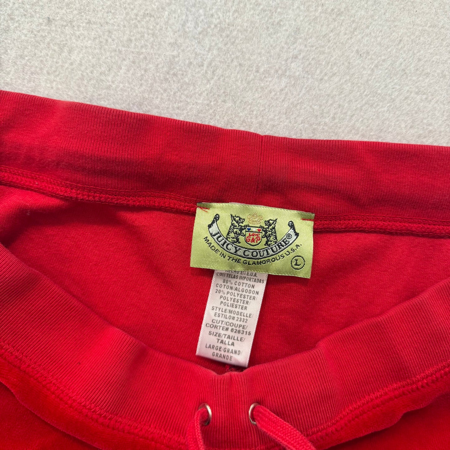 2003 Vintage Juicy Couture Women's Cherry Red Velour Flared Track Pant Size L