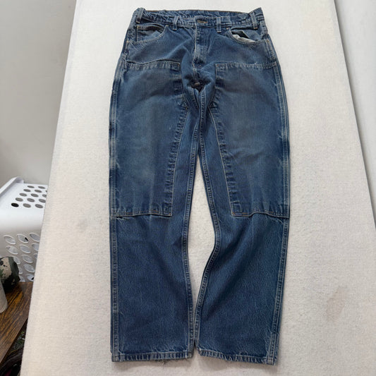 Vintage Prison Blues Men's Blue Denim Double Knee Carpenter Work Jeans Size 37