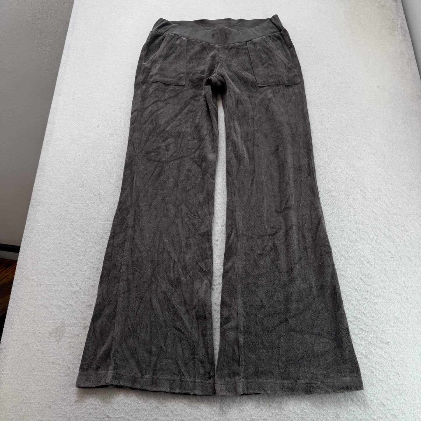 Vintage Juicy Couture Women's Deep Gray Terry Cloth Flared Track Pant Y2k Size S