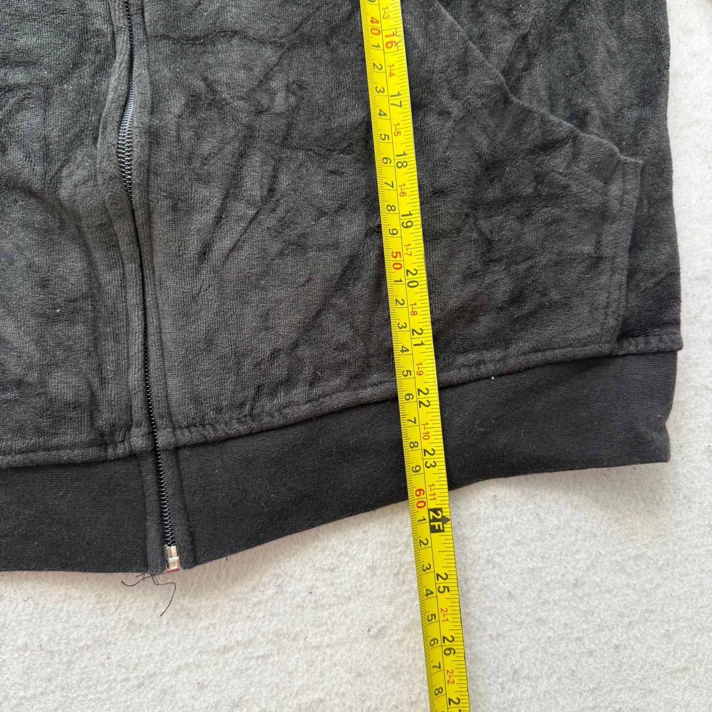 Juicy Couture Womens Charcoal Grey Velour Zip-Up Hoodie Graphic Logo Y2K Size XL