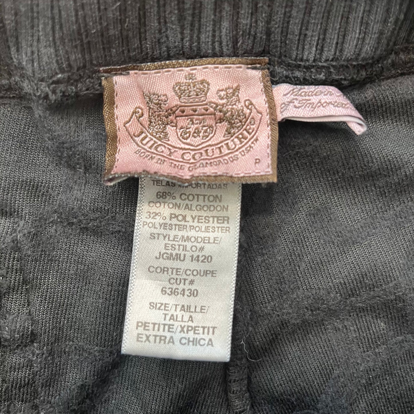 Juicy Couture Women's Black Terry Cloth Track Pant Loungewear Drawstring Size P