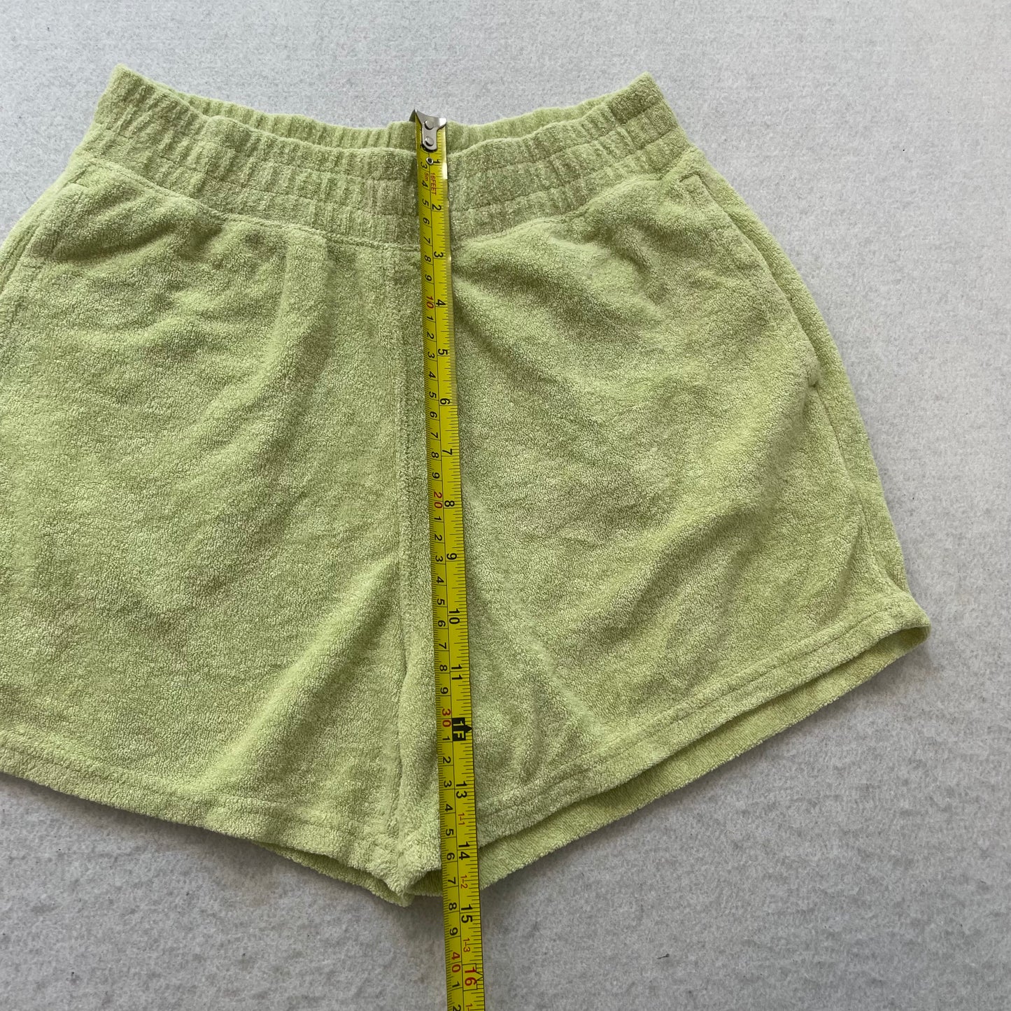 Hollister Women's Yellow Terry Cloth Ultra High Rise Shorts Side Pockets Size XS