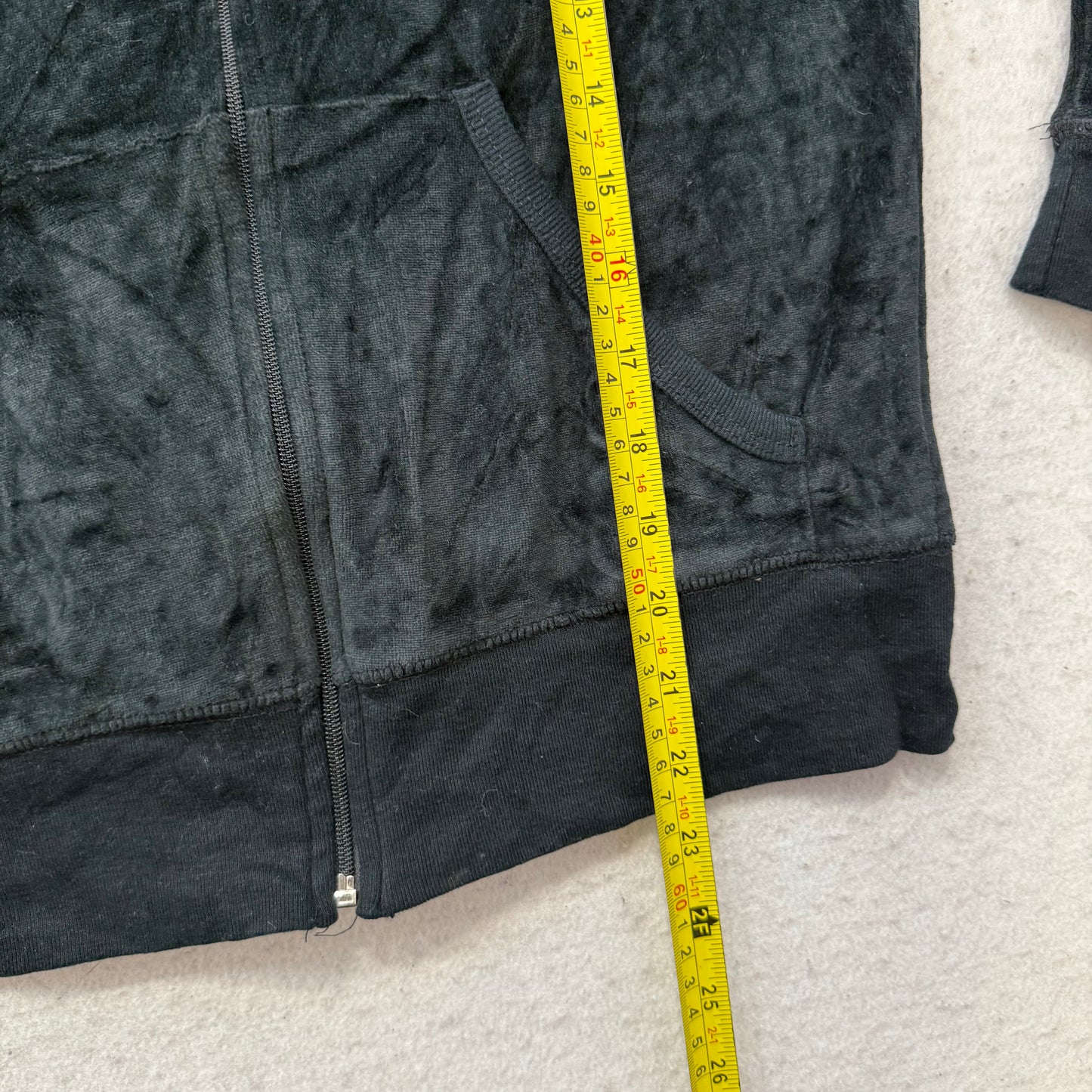 Vintage Juicy Couture Scottie Dogs Black Velour Hoodie Made In The USA Size S