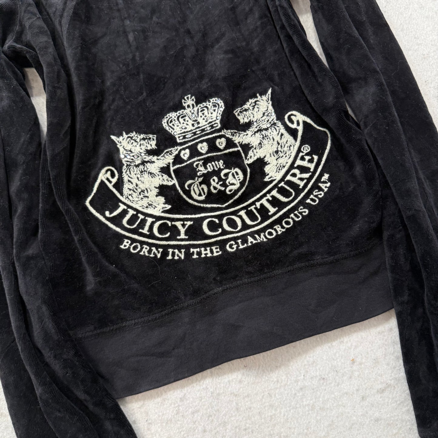 Vintage Juicy Couture “Scottie Dogs” Black Hoodie Embroidered Rhinestones Size S