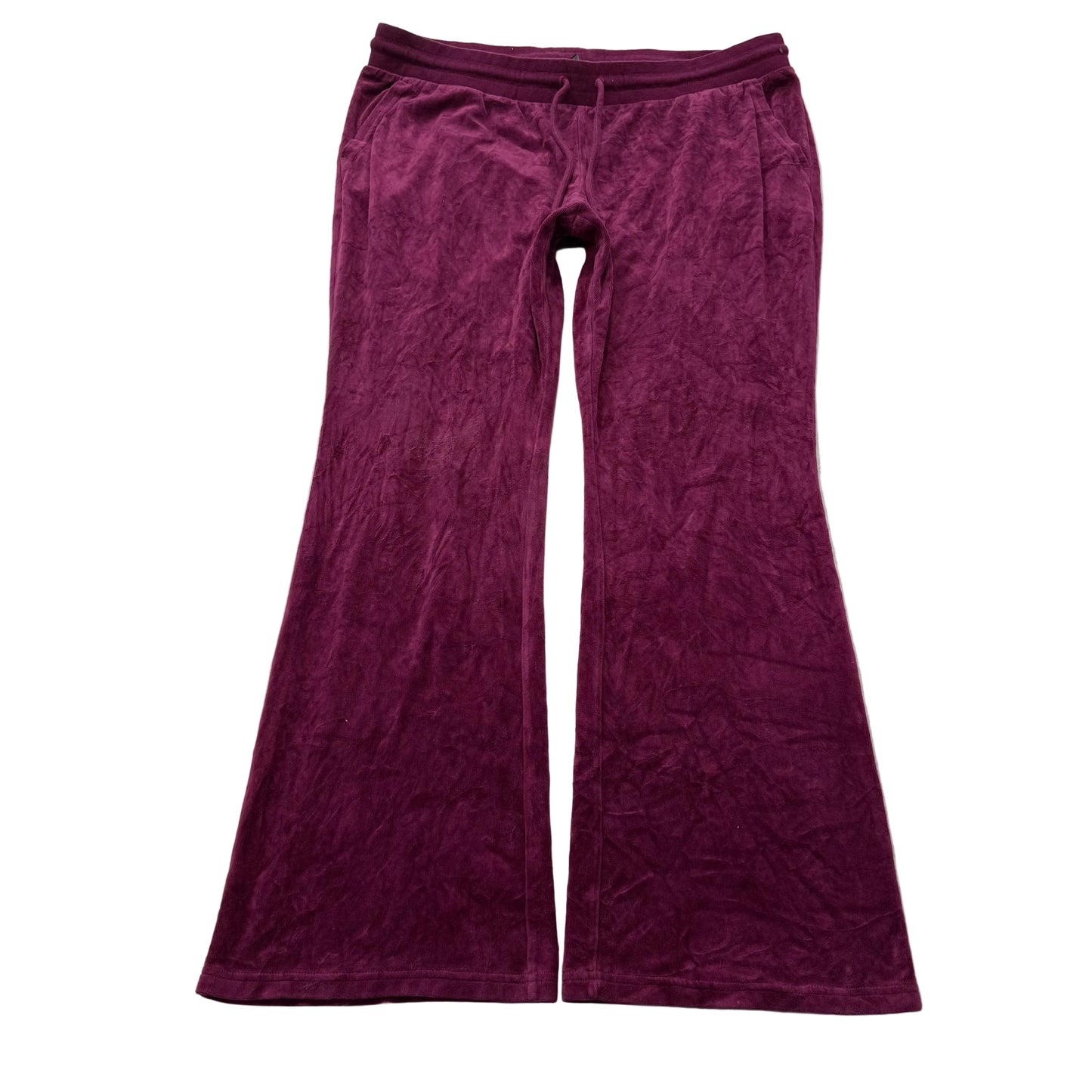Juicy Couture Womens Plum Velour Flared Track Pant Drawstring Loungewear Size XL