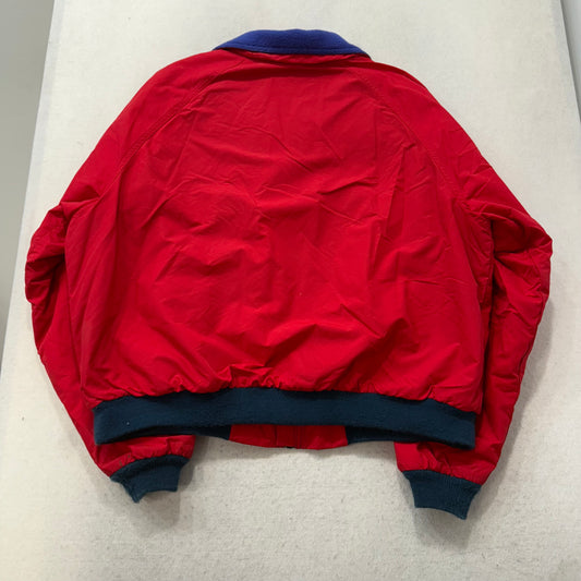 Vintage L.L. Bean Men's Red Blue Fleece Lined Warm-Up Bomber Jacket Size XL