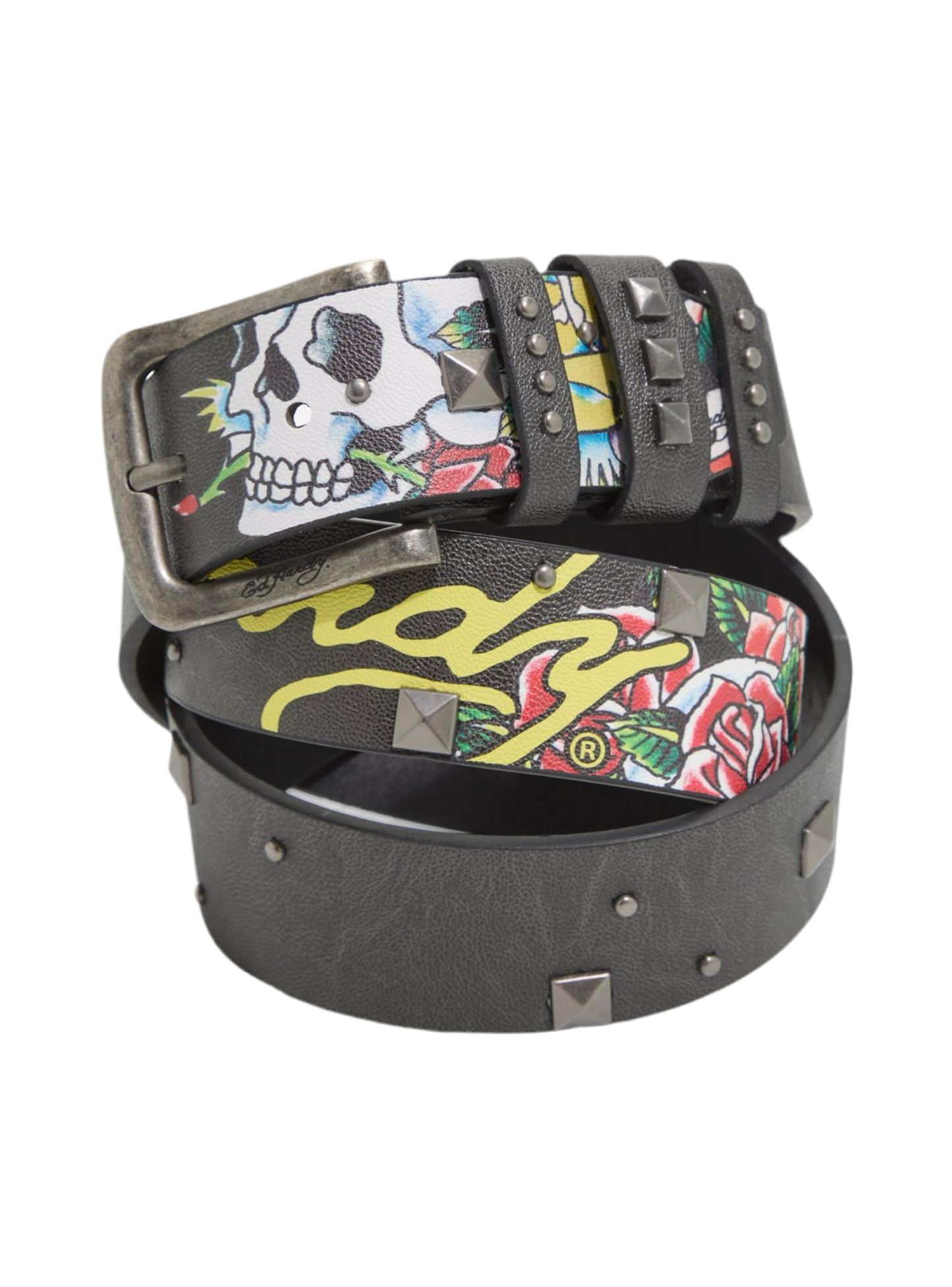 ED HARDY “SKULL & ROSSES” STUDDED BELT - Clean Curriculums 