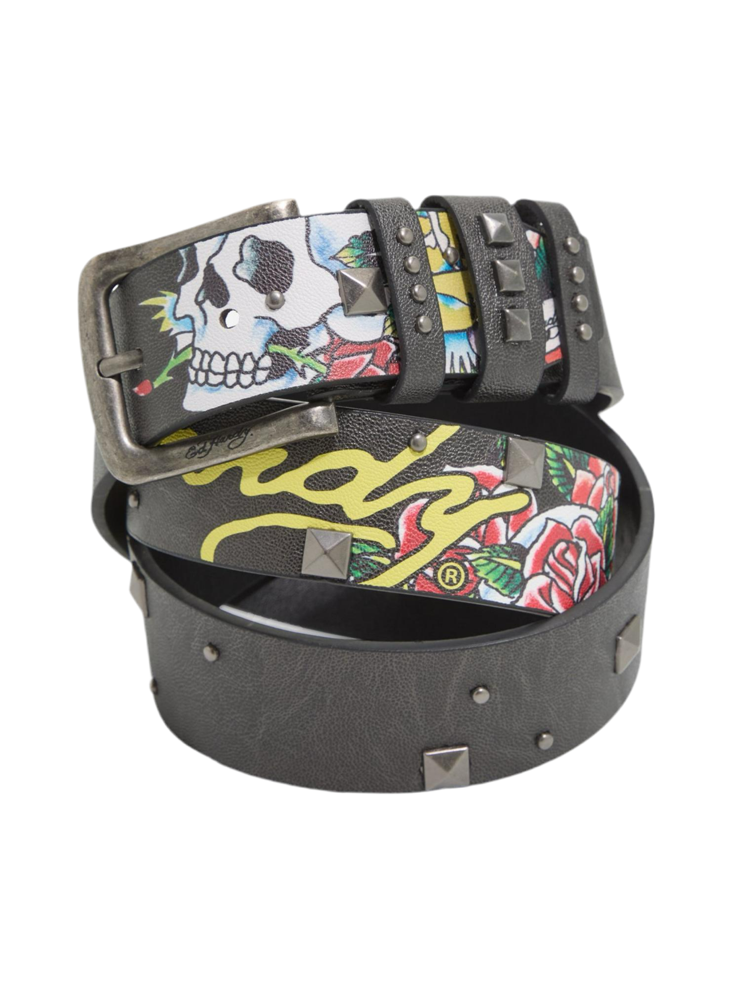 ED HARDY “SKULL & ROSSES” STUDDED BELT - Clean Curriculums 