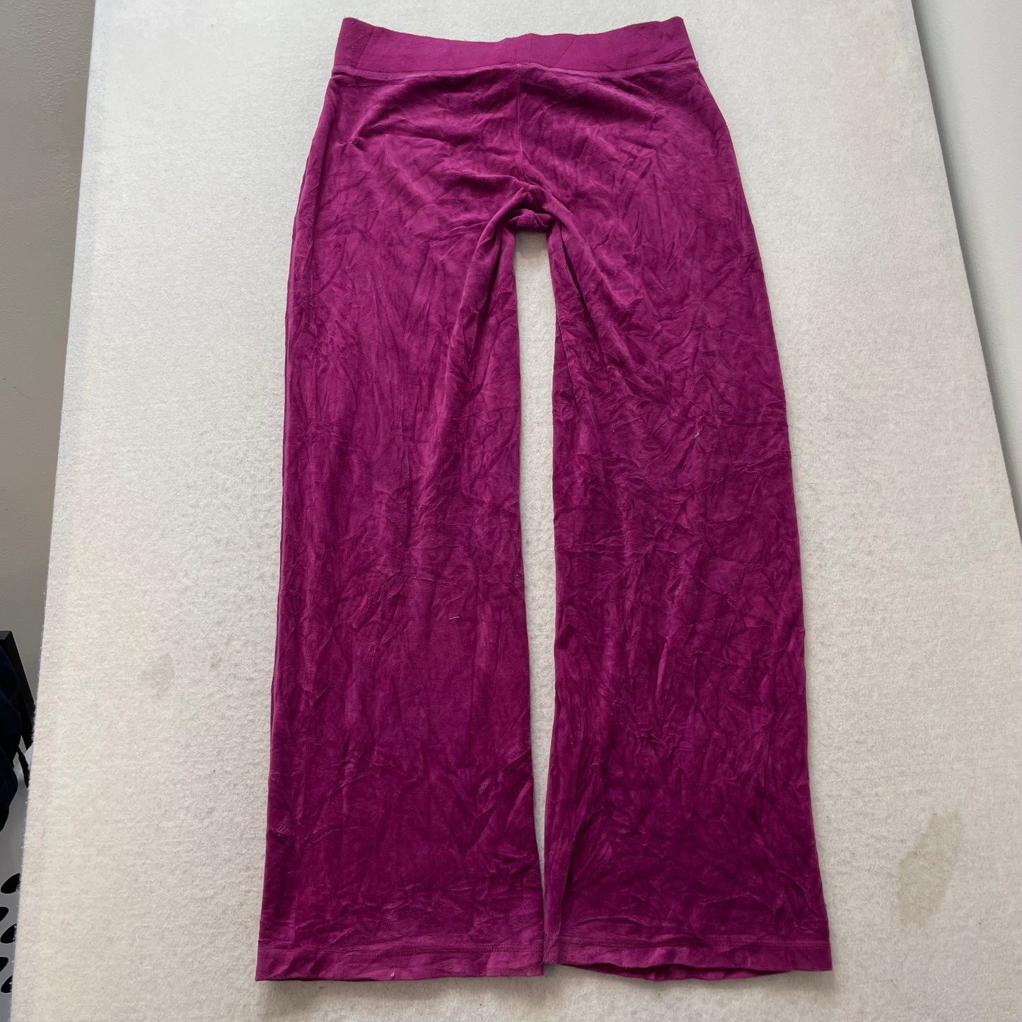 Juicy Couture Women's Dark Fuchsia Velour Flared Track Pant Low Rise Y2K Size M