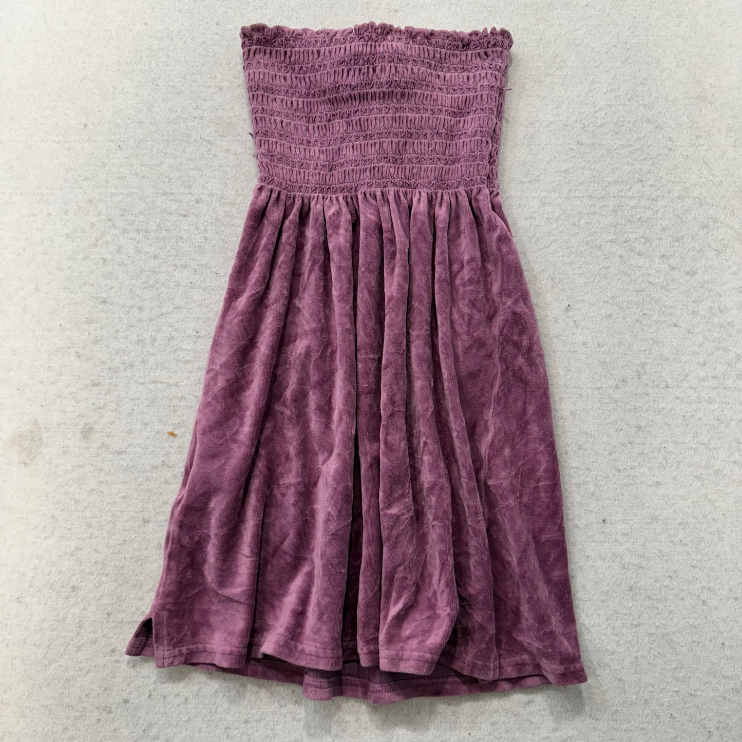 2003 Vtg Juicy Couture Women's Purple Velour Smocked Tube Dress Strapless Size P